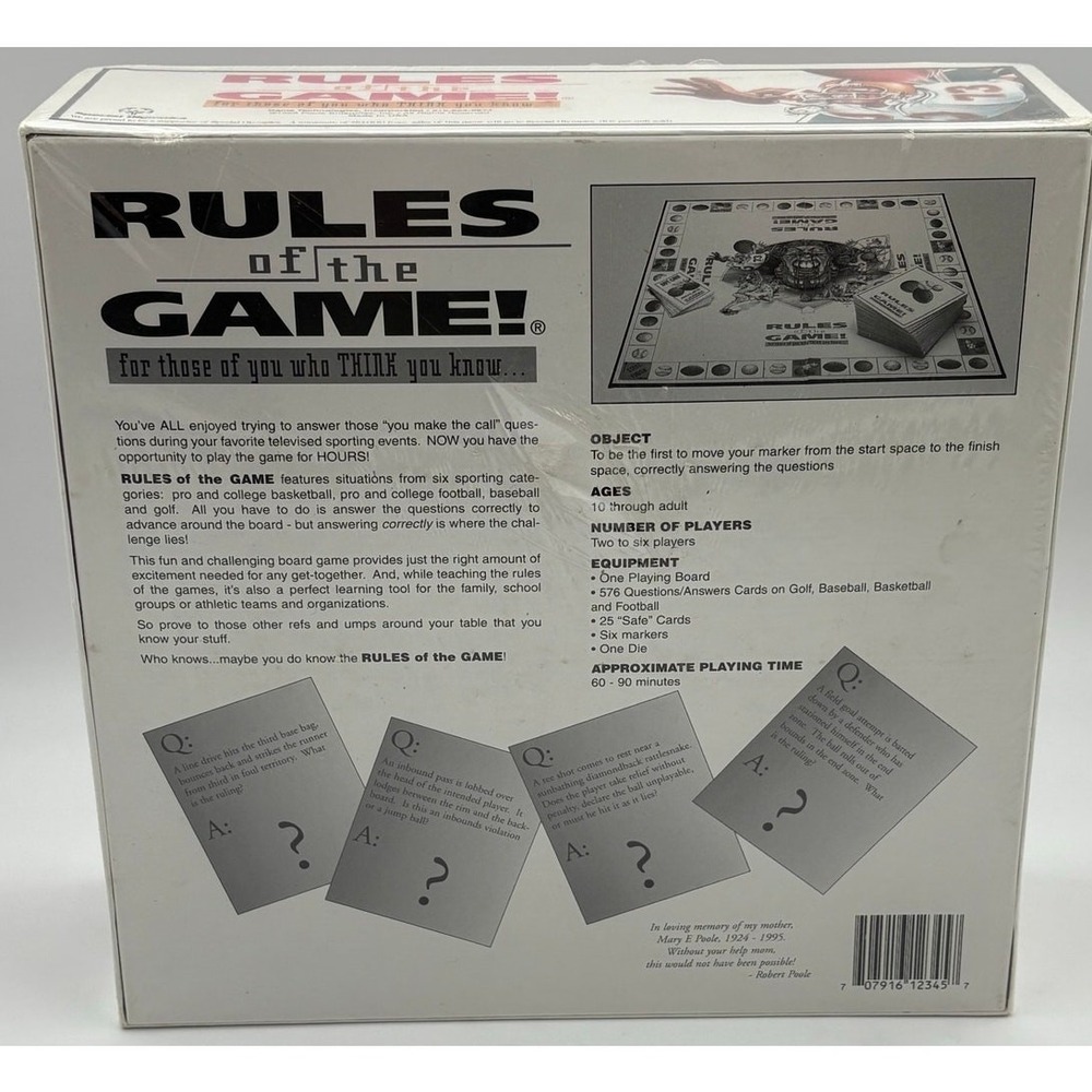 Vintage 1995 Rules of the Game Board Game SEALED‎ by Game Technologies - Picture 2 of 4